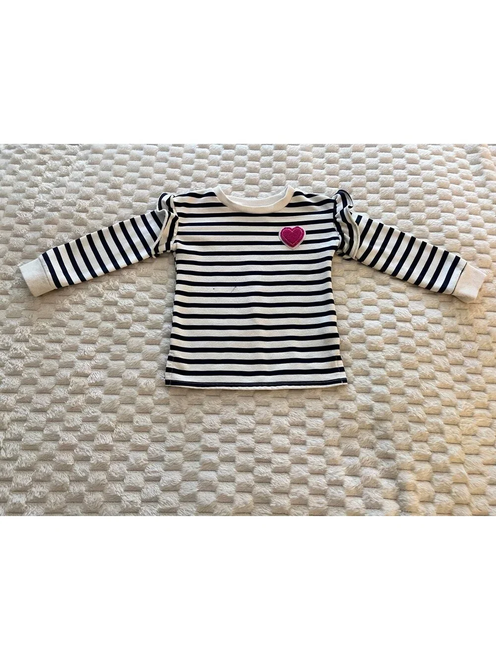TCP Girls Striped Ruffle Sweatshirt & Pink Leggings 2pc Set; Fall Outfit (3T)